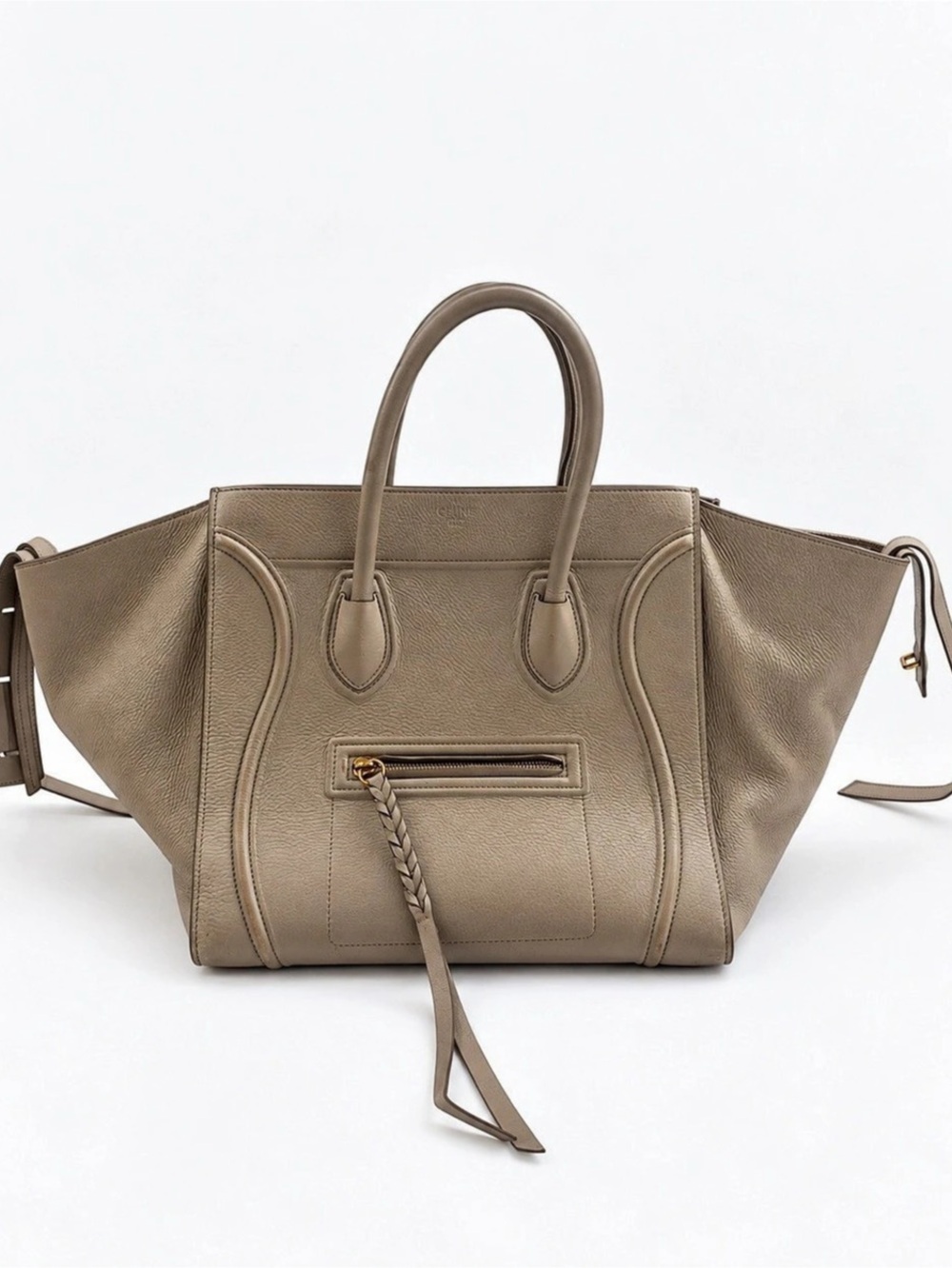 Celine Medium Phantom Luggage Tote Structured Tote Taupe